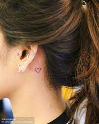Minimalist Heart Behind The Left Ear Tattooear Behind Ear Tattoos Neck Tattoos Women Behind Ear Tattoo Small