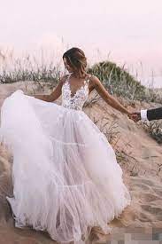 Floral Lace V Neck Outdoor Wedding Dress Tulle Skirt Outdoor Wedding Dress Tulle Skirt Wedding Dress Ball Gowns Wedding