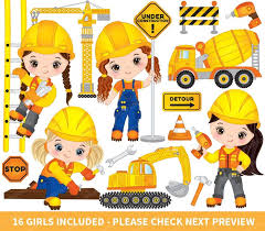 Construction Girls Clipart Vector Construction Clipart Girl Etsy Kids Clipart Clip Art Girl Clipart