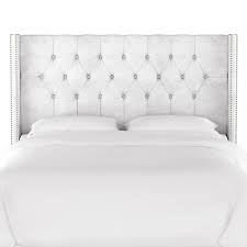 Maybe you would like to learn more about one of these? Twin Louis Diamond Tufted Wingback Headboard White Velvet With Pewter Nail Buttons Skyline Furniture Target