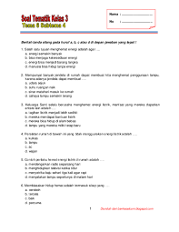Belajar dari rumah kunci jawaban tema 6 kelas 3 halaman 41 42 43 44 45 46 47 & 39 40 sumber energi: Pdf Soal Tematik Kelas 3 Tema 6 Subtema 4 Avinda Muanizt Academia Edu