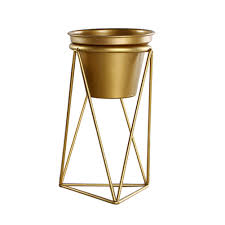 Metal flower pot balcony garden planter iron hanging flower barrel. Cheerfulus Large Gold Flower Planter Pot With Geometric Iron Rack Holder Gold Metal Stand Indoor Tabletop Garden Pot Air Plant Container For Succulents Herbs Cactus Plants Buy Online In Saint Vincent And