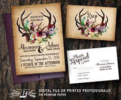 Deer Antler Wedding Invitation Rustic Invitations Eggplant Etsy Antler Wedding Invitations Country Wedding Invitations Deer Wedding Invitations