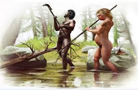 La pareja representada por esta ilustración de mujer neandertal y hombre  'Homo Sapiens' no sería habitual en nuestros ancestros, o al menos eso es  lo que indican los resultados de un estudio