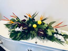 Farm fresh flowers professionally designed and delivered to homes, businesses, funeral homes, hospitals, churches. Tropical Funeral Spray Flowers Wild Bunch 02 8850 7030
