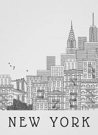 Black And White New York City Posters New York Hand Drawn Illustration Poster Travel By Junkydotcom Hand Drawn Black And White Illustration New York Poster New York Drawing New York Illustration
