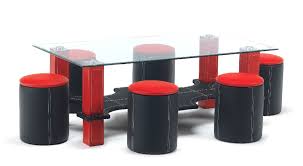 Shop pottery barn's glass, wood and metal coffee tables. Luxor Contemporary Glass Coffee Table With 6 Matching Stools In A Black Red Faux Leather Finish Buy Online In Cayman Islands At Desertcart 61187018