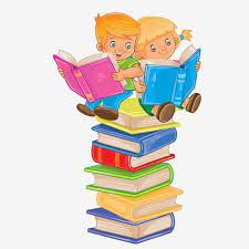 Vector Illustration Of A Little Boy And Girl Sitting On A Pile Of Books And Reading Print Reading Clipart Reading Book Png And Vector With Transparent Backgr Boy And Girl Drawing
