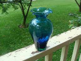 Art Glass Ruffled Top Cobalt Blue