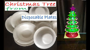 Christmas Tree From Disposable Plates Xmas Decoration Ideas Waste Material Craft Craft From Waste Material How To Make Christmas Tree Xmas Decorations Diy