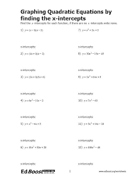 These worksheets will help your students better understand graphs, lines, axes, and intercepts. Graphing Quadratic Equations Finding X Intercepts Edboost
