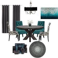 Black And Teal Dining Room Polyvore Dining Room Teal Living Room Decor Inspiration Modern Dining Room