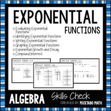 Exponential Functions Algebra Skills Check Bundle Exponential Functions Functions Algebra Exponential