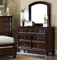 Faust Traditional Dark Cherry Wood Glass Dresser Mirror Platform Bed Sets Cherry Wood Dresser Platform Bedroom Sets