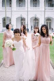 Bride And Bridesmaids In Pink Gowns Kane And Vicky S Travel Themed Garden Wedding At Tamarind Hill Sin Bridesmaid Brides And Bridesmaids Bridesmaid Dresses