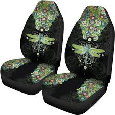 Dragonfly Mandala Black Seat Covers Carseat Cover Dragonfly Decor