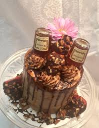 Birthday Cake Recipe Ideas For Adults Hennessy Infused Drip Cake With Chocolate Strawberries And Pecans Alcohol Cake Drip Cakes Liquor Cake