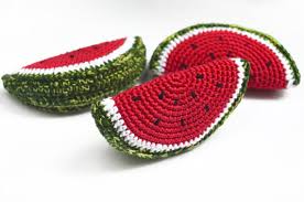Crochet Watermelon Slice Crochet Toy Teething Toy Pretend Food Crochet Fruit Diy Crochet Doll Diy Crochet Accessories