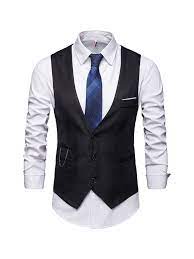 Men 's Business Waistcoat Suit Dress Sleeveless Single-Breasted V-Neck  Solid Color Slim Fit Vest for Gentlemen - Walmart.com