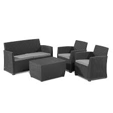 The classic rattan furniture design is derived from its asian origins. Mia Plastic 4 Seater Coffee Set Diy At B Q