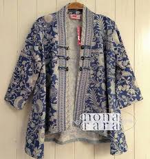 Cardigan Biru Desain Blus Rompi Wanita Batik