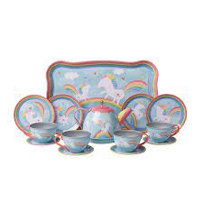 Schylling Unicorn Tin Tea Set 15 Pieces Walmart Com Play Tea Set Miniature Tea Set Fine China Tea Set