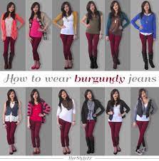 12 Outfit Ideas To Wear Burgundy Jeans Http Www Youtube Com Watch V Ulepig62d8i Burgundy Jeans Burgundy Jeans Outfit Burgundy Outfit