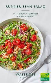 Cherry Tomato Runner Bean And Bulgur Wheat Salad Delicious Healthy Recipes Vegetarian Salads Bulgur Recipes