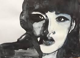 Black And White Acrylic Painting Portrait This Original Painting Wall Art Is Actually Both Acrylic Painting And Watercolor Painting F Portrait Painting Original Watercolor Art Black And White Portraits