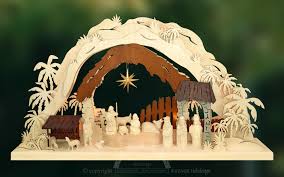 German Candle Arch Christmas 3d Nativity Led 29x17inch