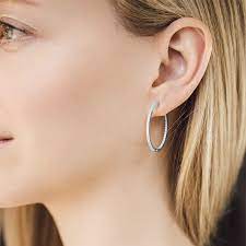 Classic Diamond Hoop Earrings In White Gold Renesim