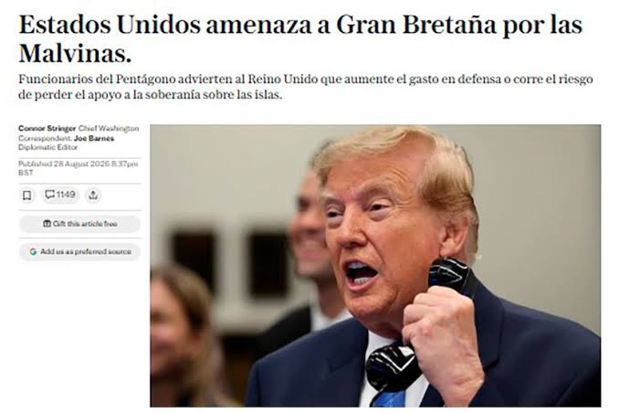 Donald Trump y versiones sobre un posible cambio de la postura de Estados Unidos respecto de Malvinas.