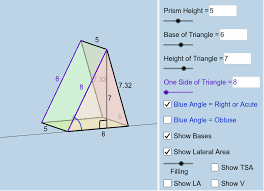 Find the surface area and volume of a triangular pyramid with the given apothem length 2, side 3, height 4 and the slant height 5. Build Your Own Right Triangular Prism V2 Geogebra