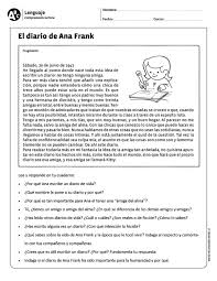 El Diario De Ana Frank Comprension Lectora Lectura De Comprension Comprension Lectora Primaria