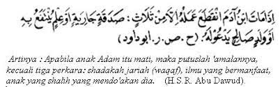 Rasulullah saw bersabda dalam sebuah hadits yang diriwayatkan dari abu hurairah : Hadits Tentang Sedekah Jariyah Gambar Islami