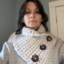 Burgundy Heather Button Scarf