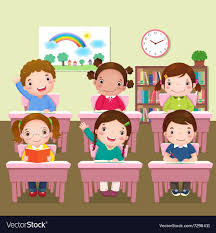 Illustration Of School Kids Studying In Classroom Download A Free Preview Or High Quality Adobe Illustrator Ai Kids Study Art Classroom Management Kids School