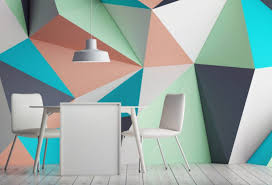 Gaya wallpaper ruang tamu ini sangat cocok diaplikasikan pada ruangan dengan bidang dinding yang luas karena motifnya cukup besar. Motif Cat Dinding Geometris Yang Bikin Mood Kamu Naik Lagi