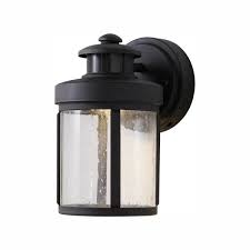 Hampton Bay Black Motion Sensor Outdoor Integrated Led Wall Lantern Sconce Izd1691ls 3 The Home Depot Motion Sensor Lights Outdoor Wall Lantern Sensor Lights Outdoor