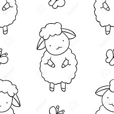 Includes images of baby animals, flowers, rain showers, and more. Simple Seamless Pattern Black And White Cute Kawaii Hand Drawn Sheep Doodles Coloring Pages Print Royalty Free Cliparts Vectors And Stock Illustration Image 143573940
