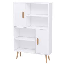 Attractive, sturdy bookcase with four shelves. Homcom Sideboard Bookshelf Free Standing Bookcase Shelves Unit Display Storage Cabinet Wooden Leg W Two Doors White Buy Online In Bahamas At Bahamas Desertcart Com Productid 140212593