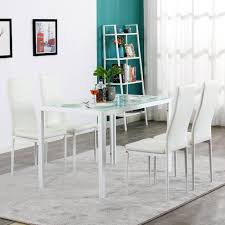 Clicking or tapping on this logo will return you to the homepage. Veryke 5 Piece Dining Table Set Glass Table With 4 High Back Chairs White Walmart Com Walmart Com