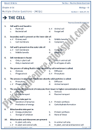 Practical Centre The Cell Multiple Choice Questions Mcqs Biology Xi