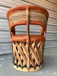 Vintage Mexican Equipale 4 Leather Barrel Chairs Table Patio Cafe Dining Outdoor Lounge Chair Cushions White Leather Dining Chairs Leather Dining Room Chairs