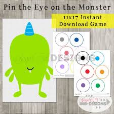 Pin The Eye On The Monster Game Instant Download Printable Etsy Monster Invitations Monster Games Monster Birthday Parties