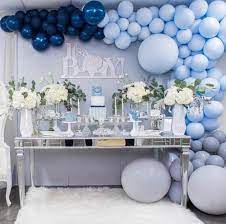 Blue Metallic Fringe Curtains It S A Boy Foil Balloon Kit Baby Shower Decorations Blue Wall Decoration Pastel Blue Photo Prop Backdrop Boys Birthday Party B Baby Shower Decorations Baby Shower