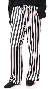 Black And White Striped Satin Pajamas Anine Bing Striped Pajama Pant In Black White Modesens Satin Pajama Pants Striped Pajama Pants Satin Pajamas