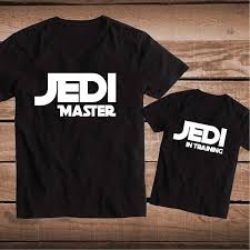 Jedi Master And Jedi In Training Custom Tee Tees Matching T Shirts Parents And Kids Star Wars Tees Dad And Son Mat Star Wars Onesie Star Wars Kids Clever Shirt