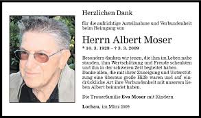 Todesanzeigen von Albert Moser