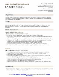 medical receptionist resume samples qwikresume